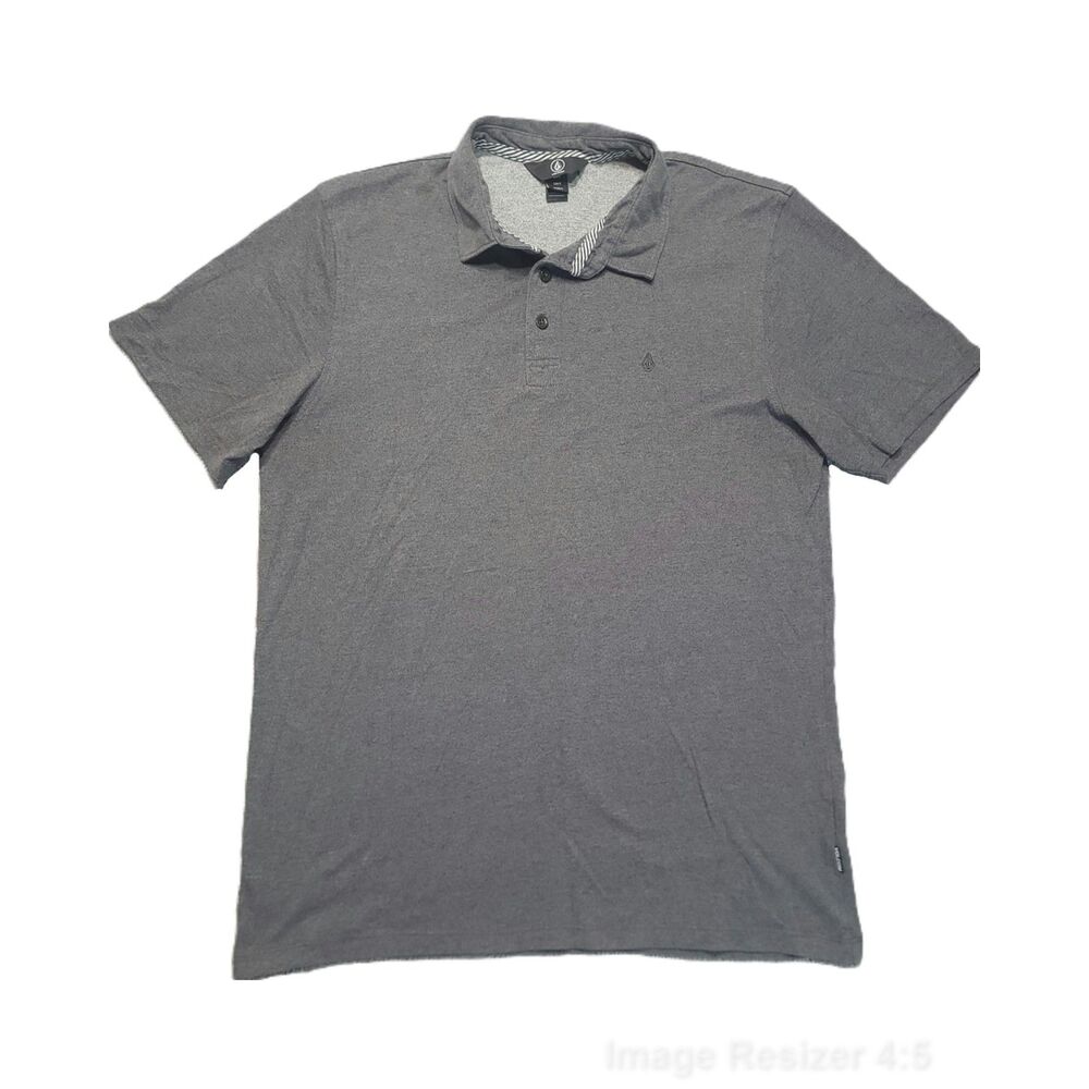 Volcom Polo Shirt Men L Short Sleeve Gray Logo True To This Surf Skate